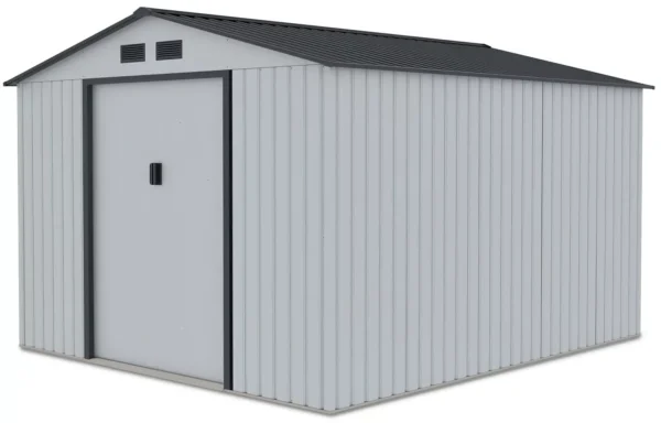side_view_of_the_tool_house_Hudson_277x319_cm_Hardmaister_Light_Grey_6948 Domek metalowy ogrodowy Hardmaister Hudson 277 × 319 cm Light Grey
