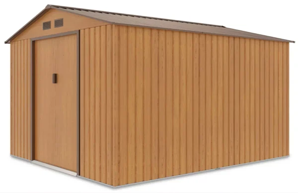 side_view_of_the_tool_house_Hudson_277x319_cm_Oak_Brown_Hardmaister_79dc Domek metalowy ogrodowy Hardmaister Hudson 277 × 319 cm Oak Brown