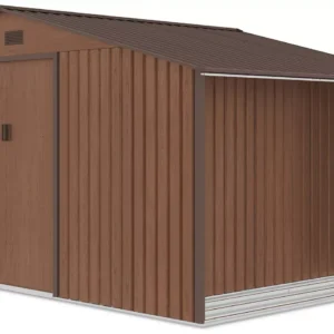 Domek metalowy ogrodowy z drewutnią Hardmaister Madison 342 × 255 cm Walnut