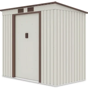 side_view_of_the_tool_house_Oregon_201x121_cm_Beige_Hardmaister_e16d Domek metalowy ogrodowy Hardmaister Oregon 201 × 121 cm Beige