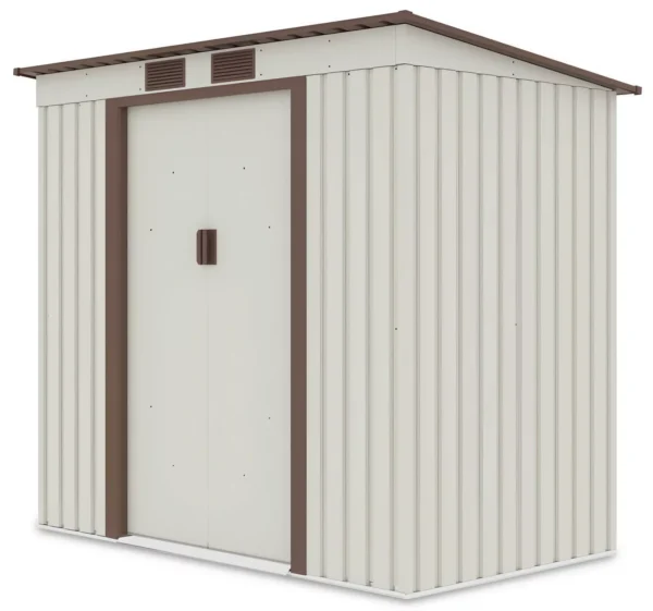 side_view_of_the_tool_house_Oregon_201x121_cm_Beige_Hardmaister_e16d Domek metalowy ogrodowy Hardmaister Oregon 201 × 121 cm Beige