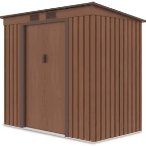 side_view_of_the_tool_house_Oregon_201x121_cm_Walnut_Hardmaister_421f Domek metalowy ogrodowy Hardmaister Oregon 201 × 121 cm Walnut