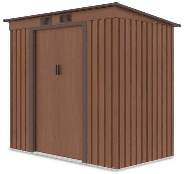side_view_of_the_tool_house_Oregon_201x121_cm_Walnut_Hardmaister_421f Domek metalowy ogrodowy Hardmaister Oregon 201 × 121 cm Walnut
