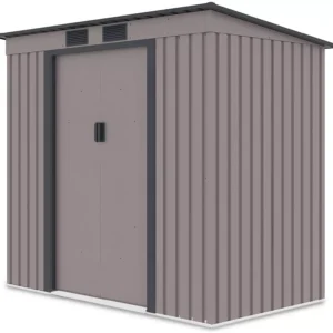 side_view_of_the_tool_house_Oregon_201x121_cm_Wamr_Grey_Hardmaister_eb8d Domek metalowy ogrodowy Hardmaister Oregon 201 × 121 cm Warm Grey
