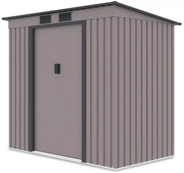 side_view_of_the_tool_house_Oregon_201x121_cm_Wamr_Grey_Hardmaister_eb8d Domek metalowy ogrodowy Hardmaister Oregon 201 × 121 cm Warm Grey