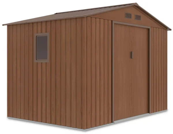 Domek metalowy ogrodowy Hardmaister Hudson 277 × 191 cm Walnut