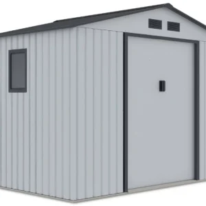 Domek metalowy ogrodowy Hardmaister Hudson 277 × 191 cm Light Grey