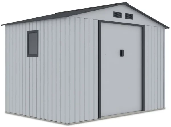 Domek metalowy ogrodowy Hardmaister Hudson 277 × 191 cm Light Grey