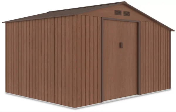 Domek metalowy ogrodowy z drewutnią Hardmaister Madison 342 × 255 cm Walnut