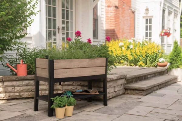 skrzynia-do-uprawy-deco-ashwood-keter-na-tarasie Skrzynia do uprawy Keter Deco Ashwood 113 cm