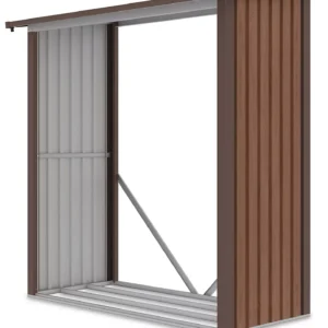 spacious_and_comfortable_denver_garden_woodshed_with_dimensions_182x89cm_5ded Drewutnia metalowa ogrodowa Hardmaister Denver 182 × 89 cm Walnut