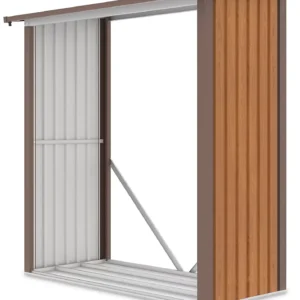 spacious_and_comfortable_denver_garden_woodshed_with_dimensions_182x89cm_a1f5 Drewutnia metalowa ogrodowa Hardmaister Denver 182 × 89 cm Oak Brown
