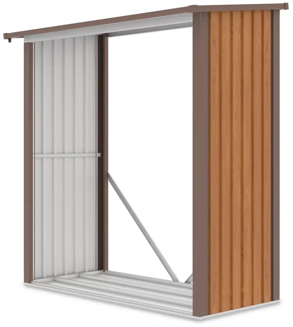 spacious_and_comfortable_denver_garden_woodshed_with_dimensions_182x89cm_a1f5 Drewutnia metalowa ogrodowa Hardmaister Denver 182 × 89 cm Oak Brown