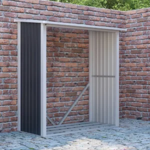 spring_arrangement_of_the_cold_grey_denver_woodshed_in_the_garden_01c0 Drewutnia metalowa ogrodowa Hardmaister Denver 182 × 89 cm Cold Grey