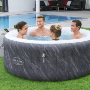 summer_visualization_of_jacuzzi_with_friends_in_the_garden_5a57 Jacuzzi ogrodowe Bestway Boracay AirJet 4-osobowe 180 × 66 cm