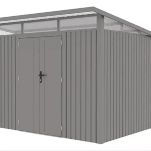 szary_domek_na_narzedzia_widziany_pod_katem_ujecie_z_ukosa_e197 Domek metalowy ogrodowy Hardmaister Portland 289 × 253 cm Grey Aluminium