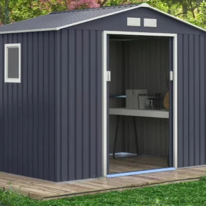 Domek metalowy ogrodowy Hardmaister Hudson 277 × 191 cm Cold Grey
