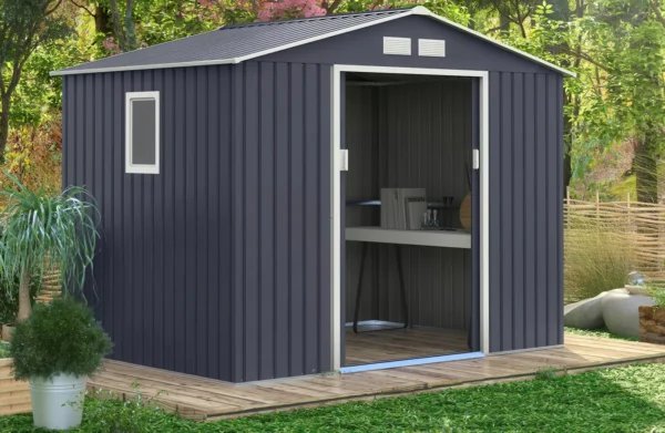 Domek metalowy ogrodowy Hardmaister Hudson 277 × 191 cm Cold Grey