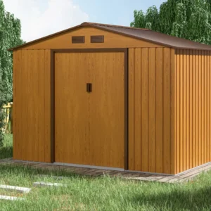 Domek metalowy ogrodowy Hardmaister Hudson 277 × 191 cm Oak Brown