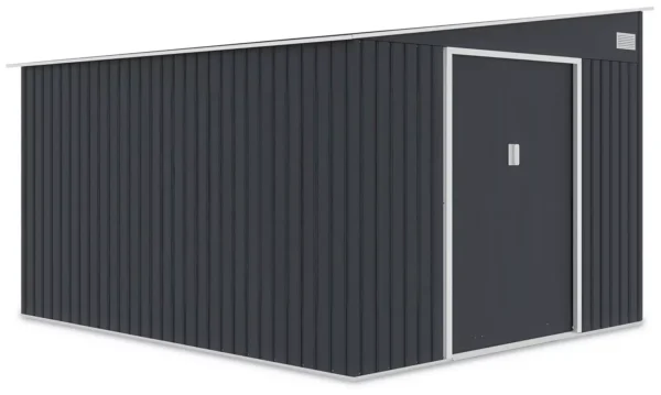tool_house_Jasper_279x321_cm_Cold_Grey_hardmaister_view_of_door_and_left_side_544e Domek metalowy ogrodowy Hardmaister Jasper 279 × 321 cm Cold Grey