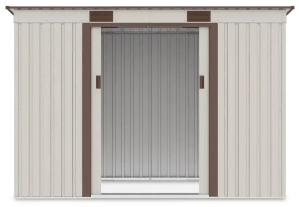 Domek metalowy ogrodowy Hardmaister Oregon 261 × 121 cm Beige
