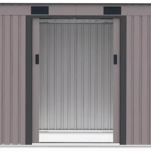Domek metalowy ogrodowy Hardmaister Oregon 261 × 121 cm Warm Grey