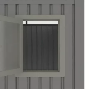 zblizenie_na_okno_magnetyczne_w_domku_ogrodowym_na_narzedzia_hardmaister_9ee8 Domek metalowy ogrodowy Hardmaister Portland 289 × 318 cm Grey Aluminium