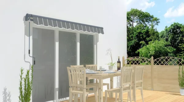 zwini__ta_markiza_ogrodowa_zamontowana_do___ciany_bb09 Markiza tarasowa Gutroof Classic 500 × 300 cm Grey/White