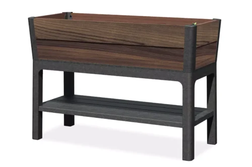 nowoczesna-skrzynia-uprawowa-z-imitacja-naturalnego-drewna Skrzynia uprawowa Keter Deco Walnut 113 cm