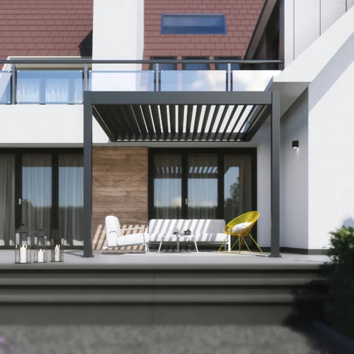 Automatyczna pergola przyścienna z oświetleniem LED 3x3 ELEGANCE WALL AUTOMATIC, Anthracite – Gutroof — zdjęcie główne wariantu