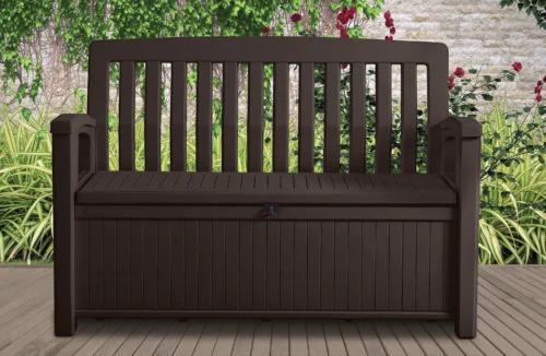 Przód stylowej skrzyni/ławki keter patio bench
