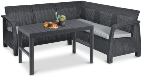 Narożnik balkonowy CORFU RELAX / stół LYON GRAPHITE Narożnik balkonowy CORFU RELAX / stół LYON GRAPHITE