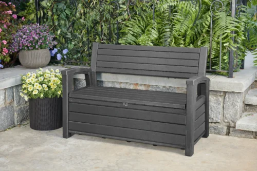 Aranżacja skrzynio-ławki HUDSON BENCH NON BRUSCH w ogrodzie Aranżacja skrzynio-ławki HUDSON BENCH NON BRUSCH w ogrodzie