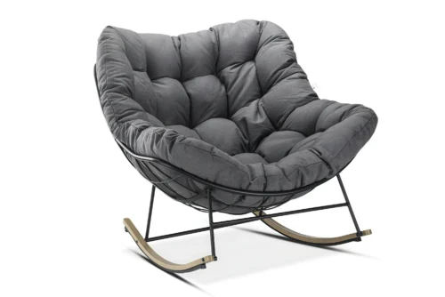 Fotel bujany RONDA Dark Grey na białym tle