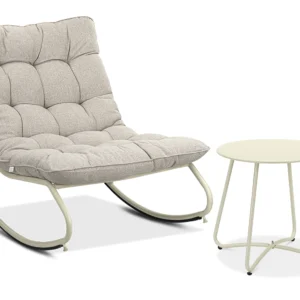 Fotel bujany tarasowy AGAVA z stolikem ART Light Beige - na białym tle