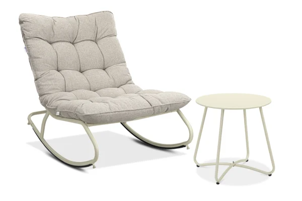 Fotel bujany tarasowy AGAVA z stolikem ART Light Beige - na białym tle