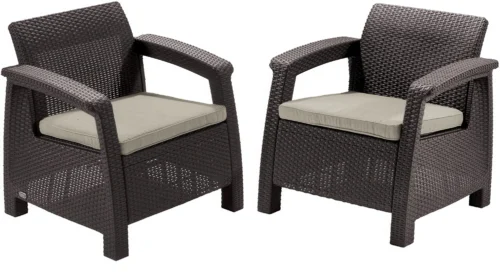 Dwa brązowe fotele balkonowe CORFU DUO Brown