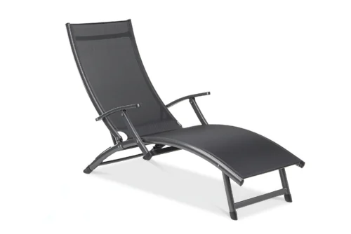 Leżak ogrodowy aluminiowy Relax Black Focus Garden na białym tle Leżak ogrodowy aluminiowy Relax Black Focus Garden na białym tle