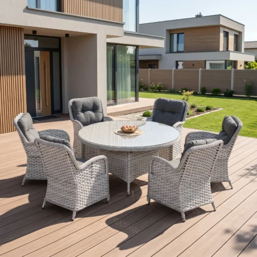 Meble z technorattanu BARCELONA Melange White — aranżacja