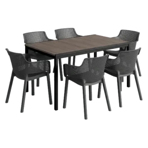 Zestaw ogrodowy ELISA/PORTO 6+1 Graphite Walnut Black Steel - Keter Zestaw ogrodowy ELISA/PORTO 6+1 Graphite Walnut Black Steel - Keter