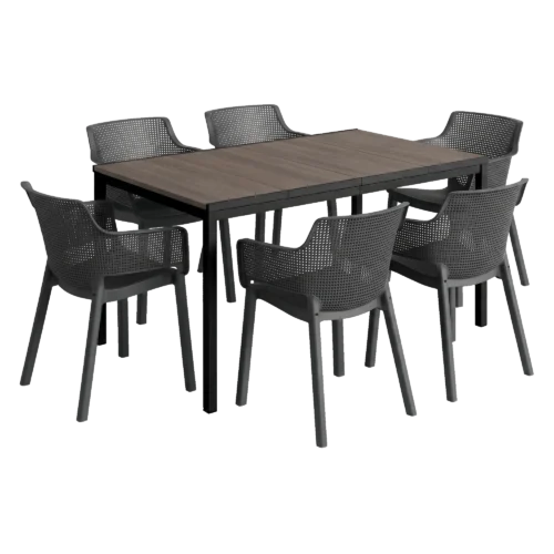Zestaw ogrodowy ELISA/PORTO 6+1 Graphite Walnut Black Steel - Keter Zestaw ogrodowy ELISA/PORTO 6+1 Graphite Walnut Black Steel - Keter