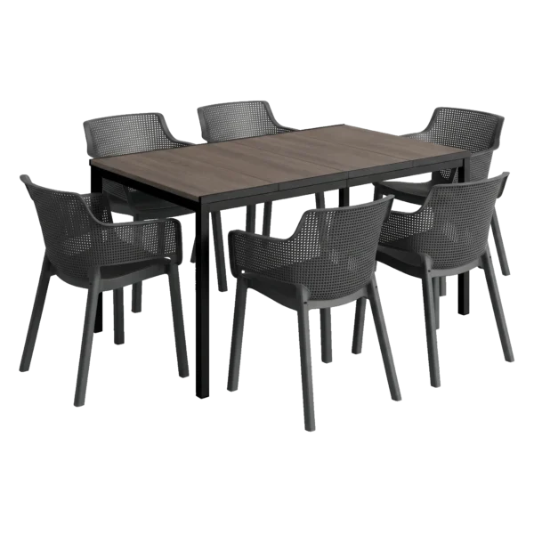 Zestaw ogrodowy ELISA/PORTO 6+1 Graphite Walnut Black Steel - Keter Zestaw ogrodowy ELISA/PORTO 6+1 Graphite Walnut Black Steel - Keter