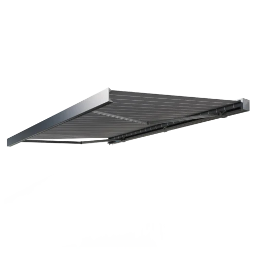 Markiza tarasowa PRIME AUTOMATIC 400x300 GREY/WHITE z oświetleniem LED i czujnikiem wiatru/słońca – Gutroof — zdjęcie główne wariantu Markiza tarasowa PRIME AUTOMATIC 400x300 GREY/WHITE z oświetleniem LED i czujnikiem wiatru/słońca – Gutroof — zdjęcie główne wariantu