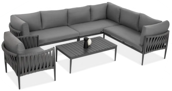 Narożnik ogrodowy aluminiowy MONZA Caffe + fotel Grey – FURRORE — zdjęcie główne wariantu Narożnik ogrodowy aluminiowy MONZA Caffe + fotel Grey – FURRORE — zdjęcie główne wariantu