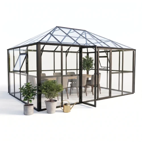 Oranżeria zimowa BROADWAY Black 436x295cm Solid PC+ Glass – Gutroof — zdjęcie główne wariantu