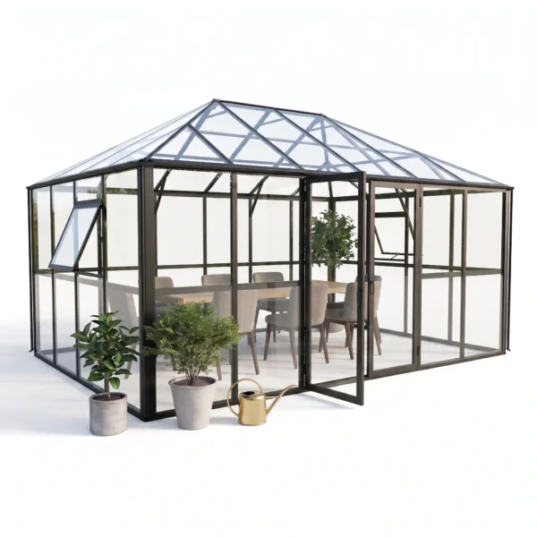 Oranżeria zimowa BROADWAY Black 436x295cm Solid PC+ Glass – Gutroof — zdjęcie główne wariantu Oranżeria zimowa BROADWAY Black 436x295cm Solid PC+ Glass – Gutroof — zdjęcie główne wariantu