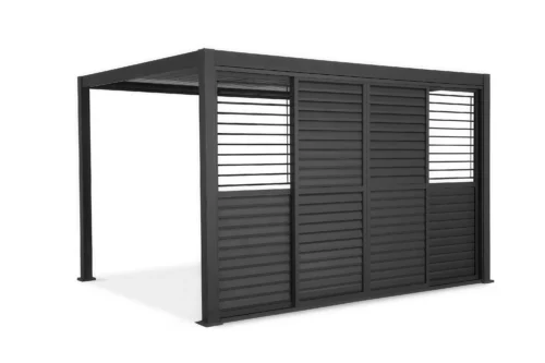 Żaluzjowe drzwi do pergoli PREMIUM 4m anthracite, przesuwane – GUTROOF — zdjęcie główne wariantu
