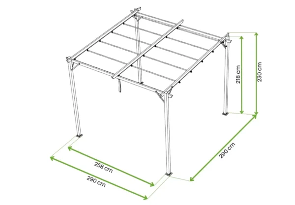 Pergola na taras SPRINT 3x3 Anthracite/Grey – HARDMAISTER — wymiary produktu Pergola na taras SPRINT 3x3 Anthracite/Grey – HARDMAISTER — wymiary produktu