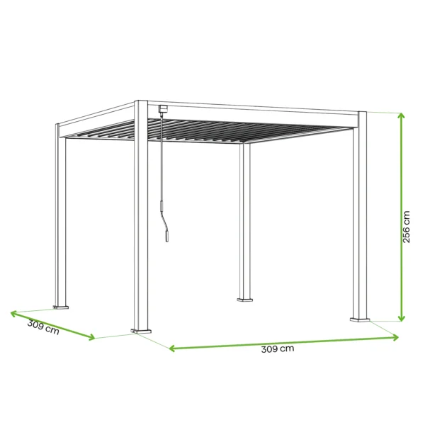 Pergola tarasowa ELEGANCE 3x3 Anthracite – Gutroof — wymiary produktu Pergola tarasowa ELEGANCE 3x3 Anthracite – Gutroof — wymiary produktu