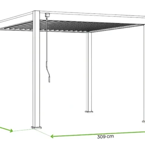 Pergola tarasowa automatyczna z oświetleniem LED ELEGANCE AUTOMATIC 3x3 Anthracite – Gutroof — wymiary produktu Pergola tarasowa automatyczna z oświetleniem LED ELEGANCE AUTOMATIC 3x3 Anthracite – Gutroof — wymiary produktu